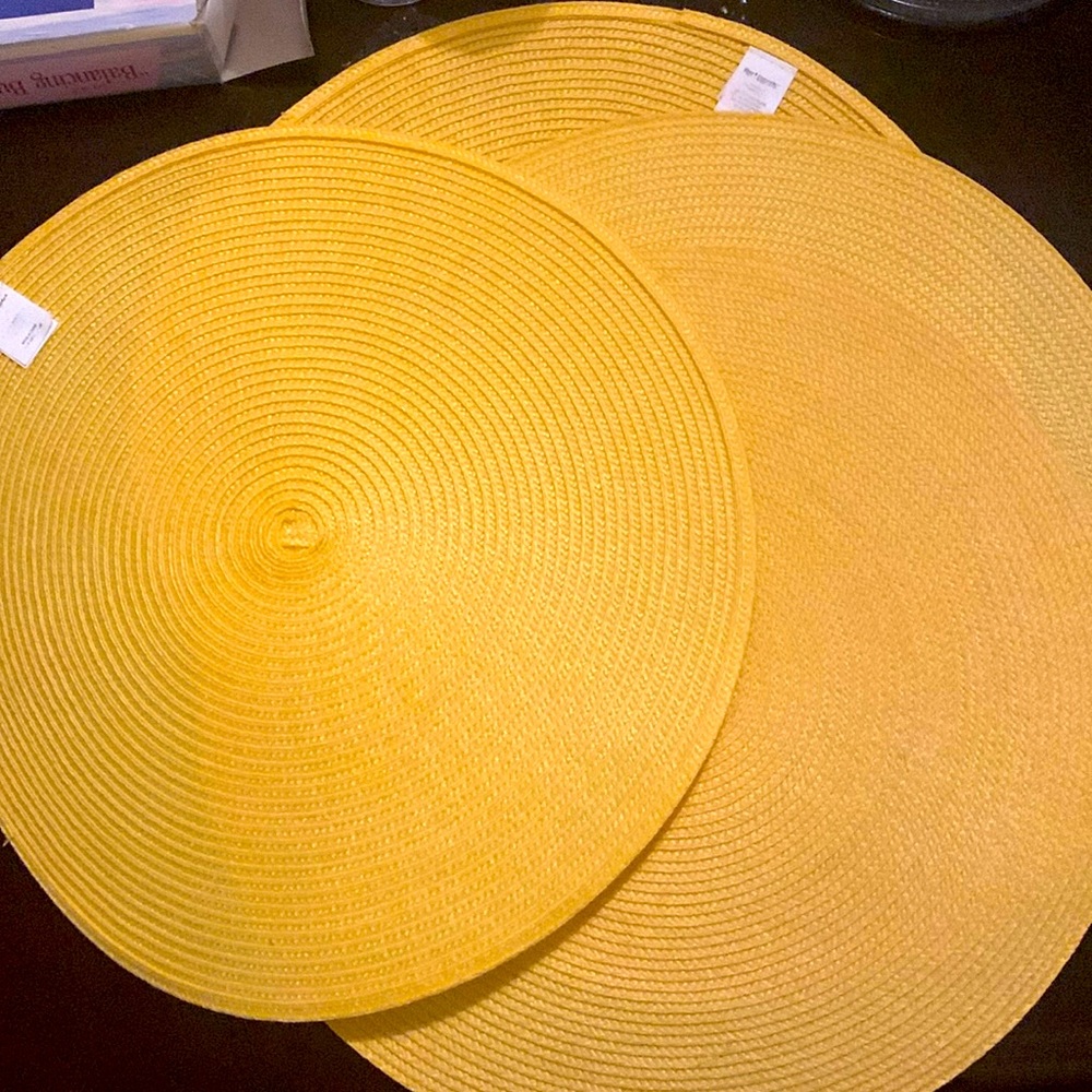 4 Pier1 large 14” yellow placemats